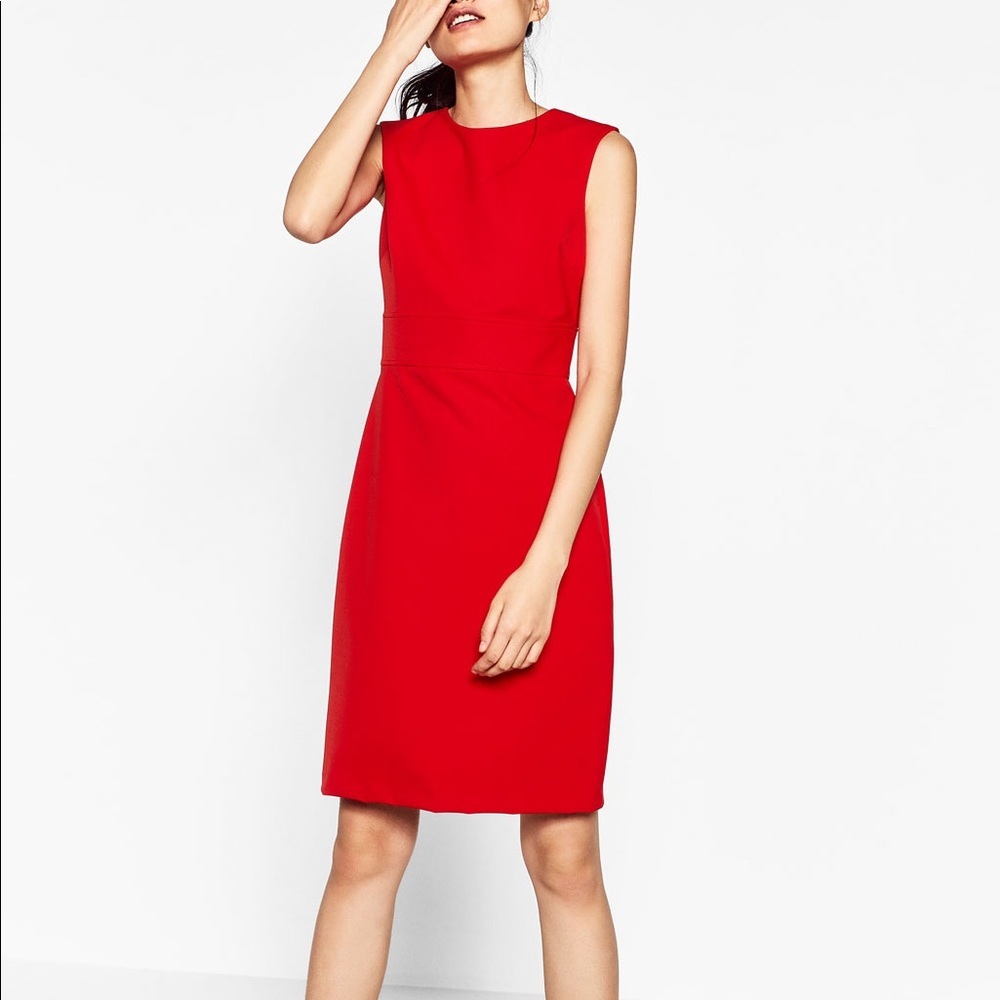 ZARA RED SHIFT SLEEVELESS DRESS BRAND NEW WITH TAGS SIZE SMALL